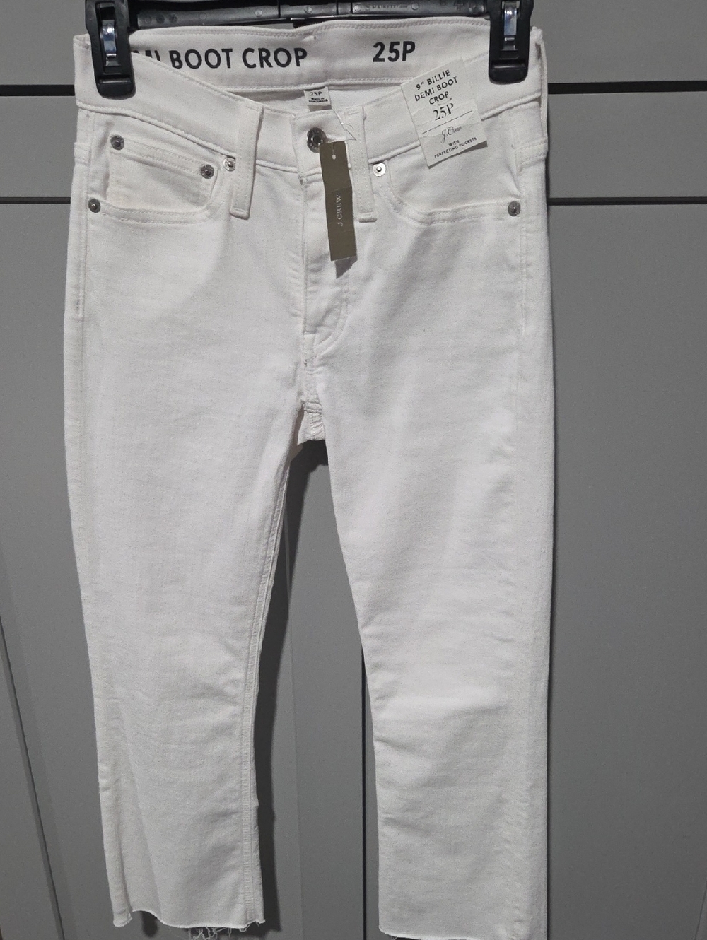 J. Crew 9" Billie Demi Boot Crop Jeans in White
